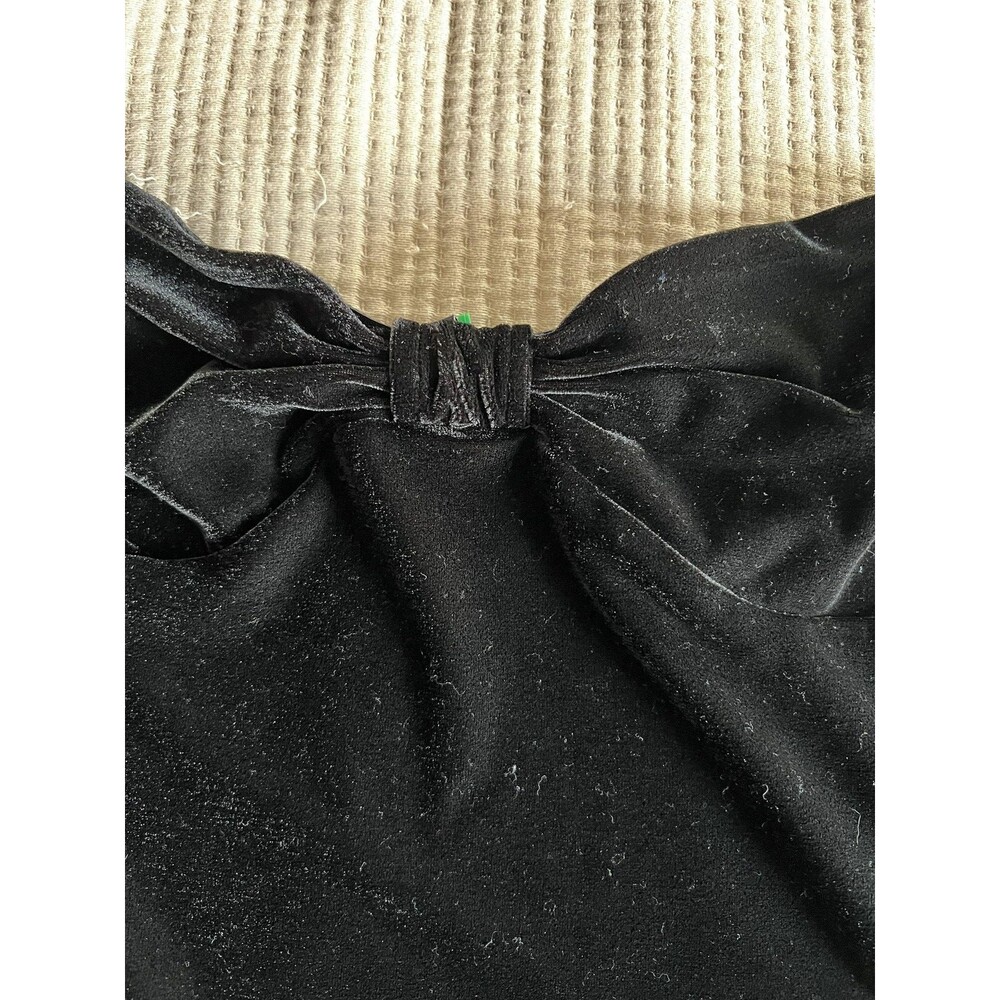 Sincerely Jules Shirt Womens XL Black Velvet Off Shoulder Puff Sleeve Crop Top - Picture 3 of 9